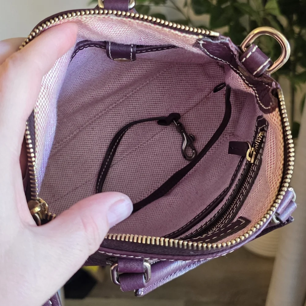 Dooney & Bourke Purple Pebble Leather Satchel - Picture 7 of 10